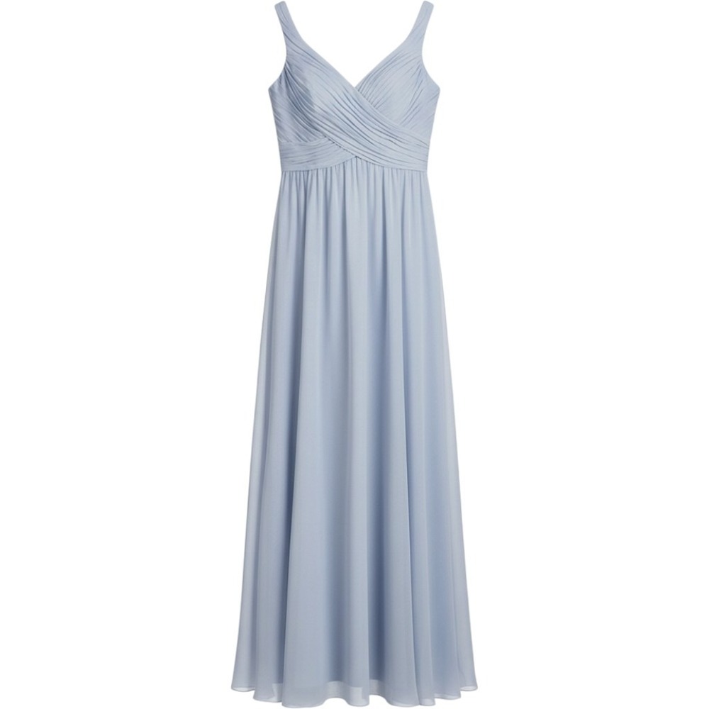 Morilee Madeline Gardner Gown Women 14 Fog Blue Chiffon Ruched Maxi Dress Hoco